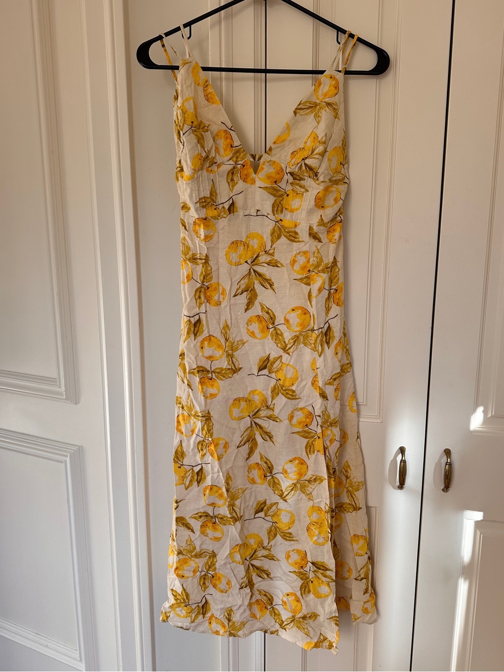 Sleeveless Yellow Floral Midi Dress